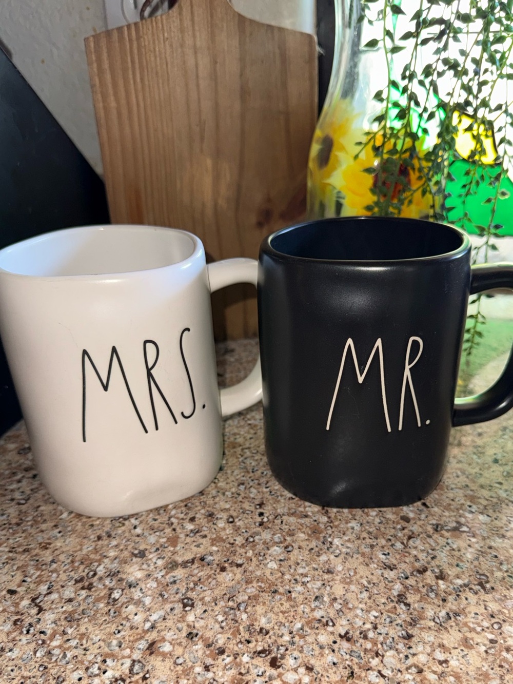 Mr. & Mrs. Ceramic Coffee Mug Set - Black and White